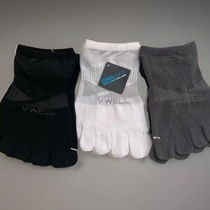 Vwell Toe Socks Men Women COOLMAX Athletic Running 3‎ Pack Large